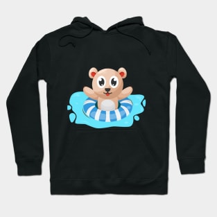 Adorable Bear Swimming with Ring Hoodie